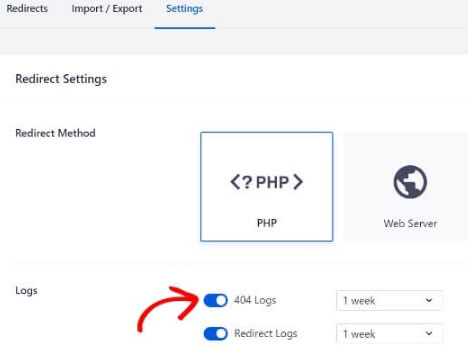 Enable 404 Logs