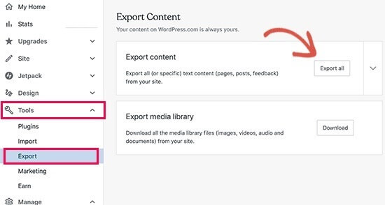 Export All Content