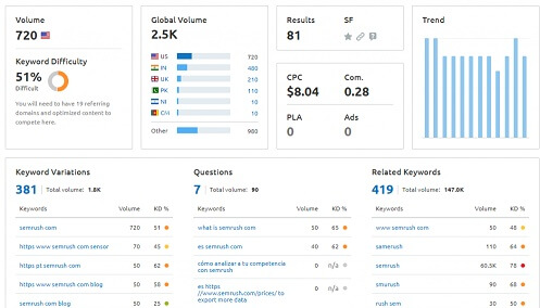 Keyword Overview In Semrush Tool