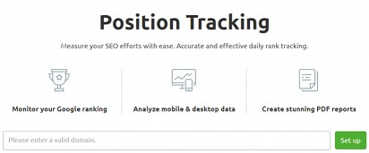 Position Tracking In Semrush Tool