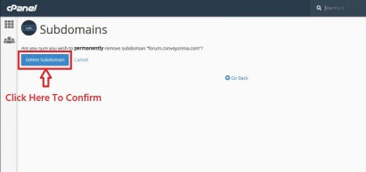 Confirm Deleting Subdomain