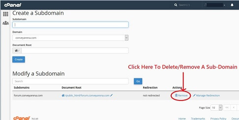Deleting A Subdomain In cPanel