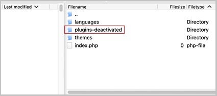 FTP Client Plugins Deactivated Folder