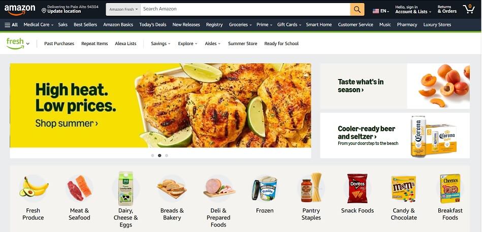 Amazon Fresh eCommerce Website