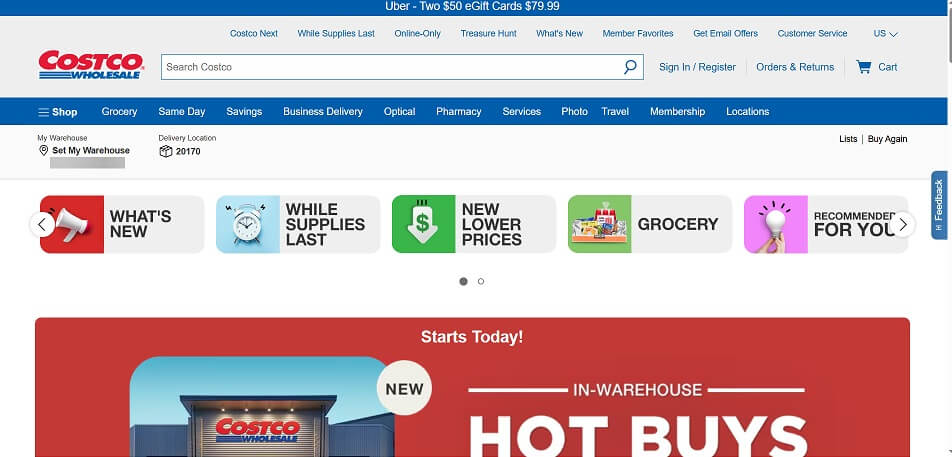 Costco eCommerce Website