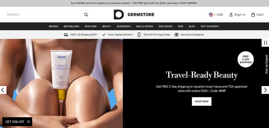 Dermstore eCommerce Website