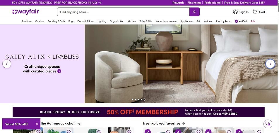 Wayfair eCommerce Website
