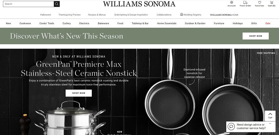 Williams Sonoma eCommerce Website