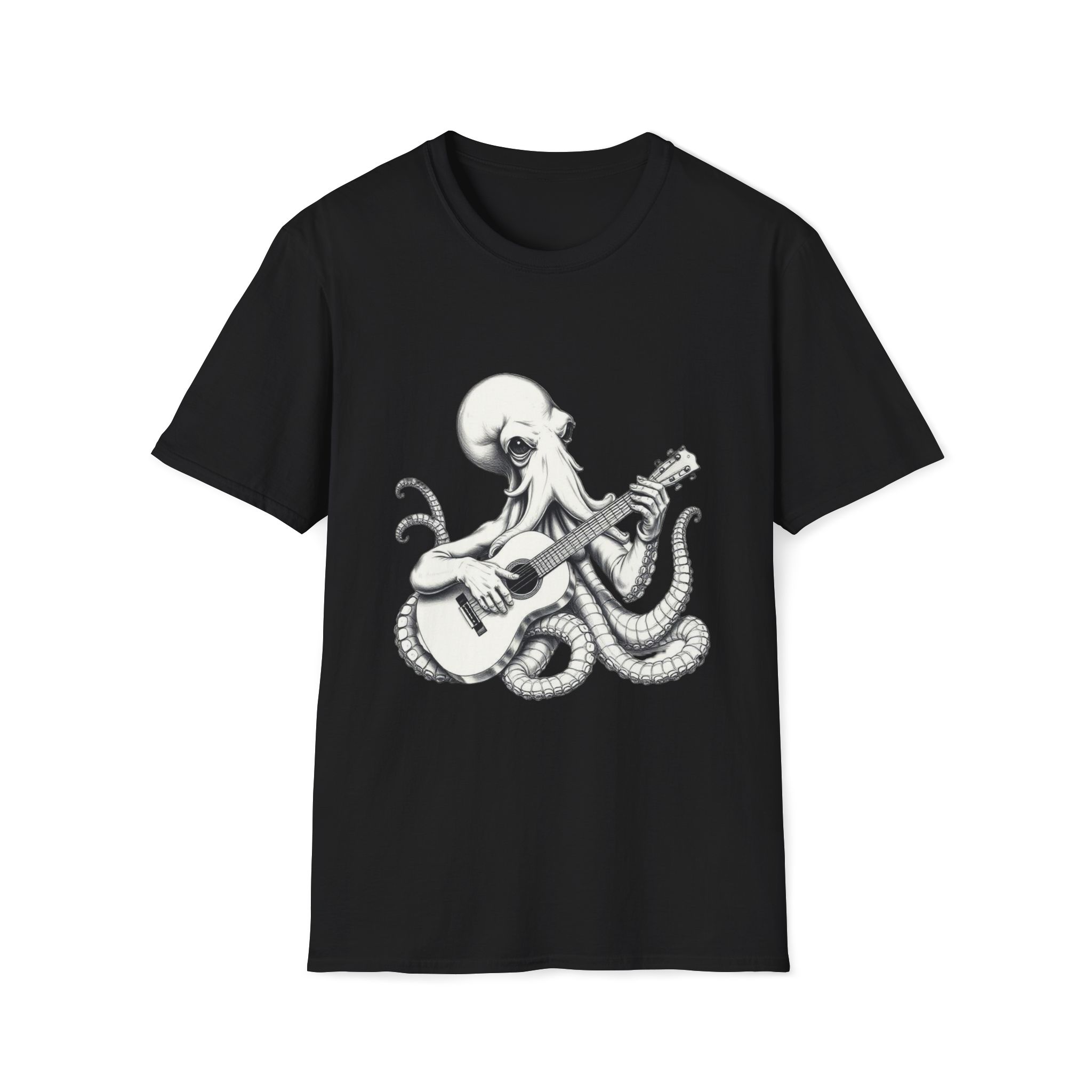 Guitar Playing Octopus T-Shirt | Music Lover Gift, Artistic Tee | Sea Life Apparel | Quirky Fashion, Unisex Soft style