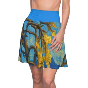 Stylish Women's Skater Skirt with Artistic Pattern, Unique Fashion for Casual Outings, Spring & Summer Wear, Gift for Art Lovers